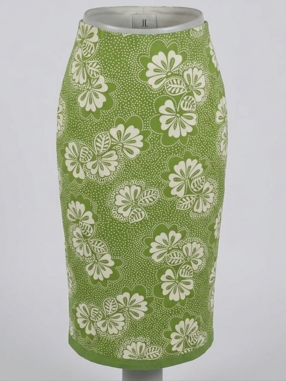 Boden Green Floral Polka Dot Cotton Knee Length Skirt Lined Size 8R